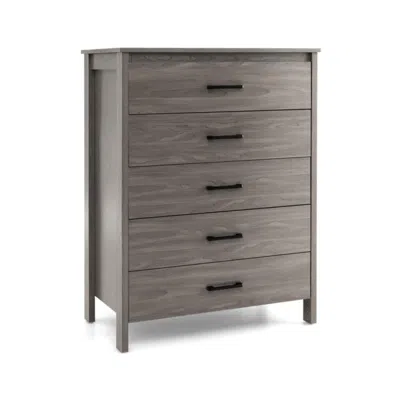 Hivvago Modern 5-drawer Multipurpose Chest Dresser With Metal Handles-grey In Blue