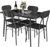 Hivvago Modern 5-piece Dining Set With White Faux Marble Top Table And 4 Chairs In Black