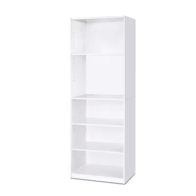 Hivvago Modern 5-shelf Bookcase In White Wood Finish