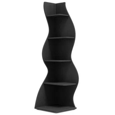 Hivvago Modern 5 Shelf Corner Bookcase In Black Wood Finish