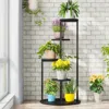 Hivvago 5-tier Indoor Plant Stand With Black Metal Frame And Brown Wood Finish Shelves In Black