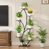 Hivvago Modern 54-inch Tall Indoor Plant Stand Display Shelf With Grow Lights In White