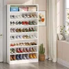 Hivvago Modern 8-shelf Shoe Rack Shelving Unit For Closet Storage In White Wood Finish In White