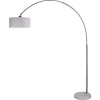 Hivvago Modern 81-inch Arch Floor Lamp With White Drum Shade And Marble Base In Gray