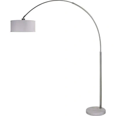 Hivvago Modern 81-inch Arch Floor Lamp With White Drum Shade And Marble Base In Gray