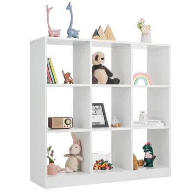Hivvago Modern 9-cube Bookcase With 2 Anti-tipping Kits For Books Toys Ornaments-white