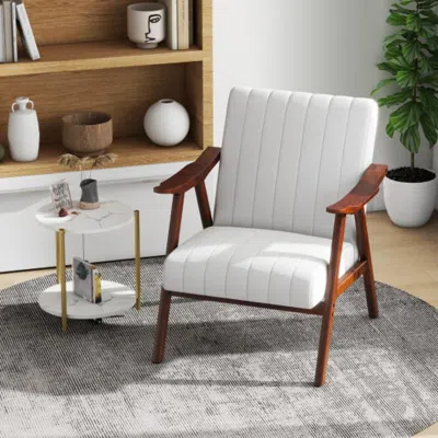 Hivvago Modern Accent Chair Leisure Armchair With Felt Pads-beige