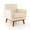 Hivvago Modern Accent Chair Upholstered Linen Fabric Armchair With Removable Padded Seat Cushion In Neutral