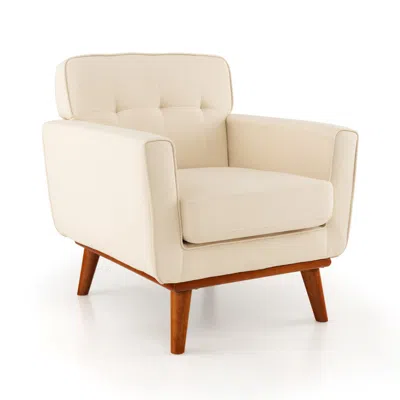 Hivvago Modern Accent Chair Upholstered Linen Fabric Armchair With Removable Padded Seat Cushion In Neutral