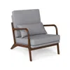 Hivvago Modern Accent Chair With Rubber Wood Armrests And Removable Back