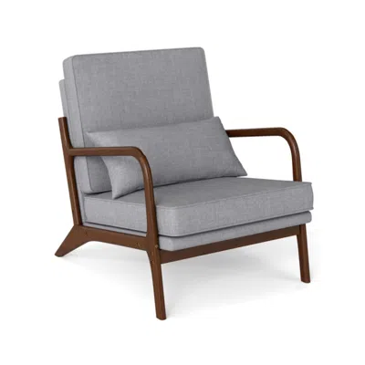 Hivvago Modern Accent Chair With Rubber Wood Armrests And Removable Back In Gray