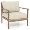 Hivvago Modern Accent Chair With Solid Rubber Wood Armrests In Brown