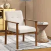 Hivvago Modern Accent Linen Fabric Armchair With Solid Wood Legs And Soft Cushioned Seat