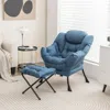 Hivvago Modern Accent Sofa Chair With Folding Footrest And Side Pocket-navy