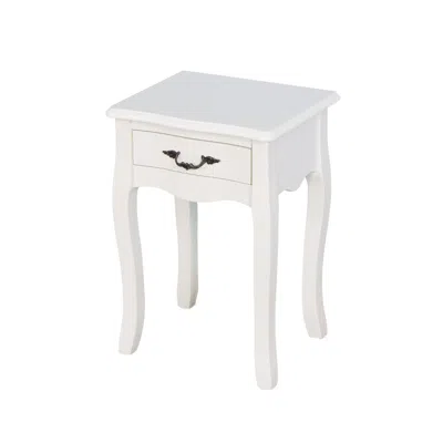 Hivvago Modern And Elegant Floor Standing Bedside Table With Curved Legs And Drawer - White