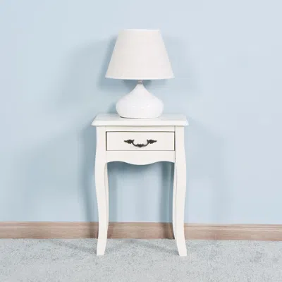 Hivvago Modern And Elegant Floor Standing Bedside Table With Curved Legs And Drawer - White