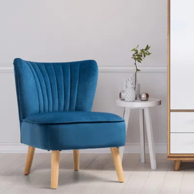Hivvago Modern Armless Velvet Accent Chair With Wood Legs-blue