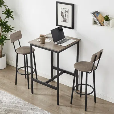 Hivvago Modern Bar Table Set With 2 Bar Stools In Neutral