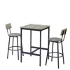 Hivvago Modern Bar Table Set With 2 Bar Stools In Gray