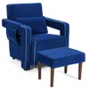 Hivvago Modern Berber Fleece Single Sofa Chair With Ottoman And Waist Pillow-blue