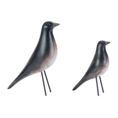 Hivvago Modern Bird Figurine (set Of 2) In Black