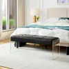 Hivvago Modern Black Faux Leather Upholstered End Of Bed Bench With Transparent Legs In Black