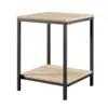 Hivvago Modern Black Metal Frame End Table With Oak Finish Wood Top And Bottom Shelf In Neutral