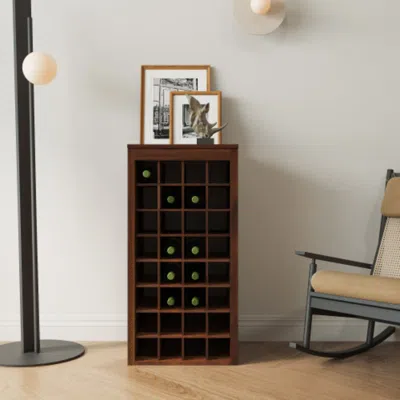 Hivvago Modern Brown Walnut Wine Bar Cabinet