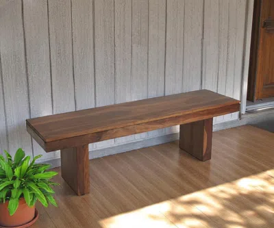 Hivvago Modern Chunky Solid Wood Bench In Brown