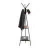 Hivvago Modern Coat Rack With Matte Black Metal Frame And 2 Shelves In Black