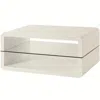 Hivvago Modern Coffee Table With Rounded Corners & Clear Tempered Glass Shelf, White In Neutral