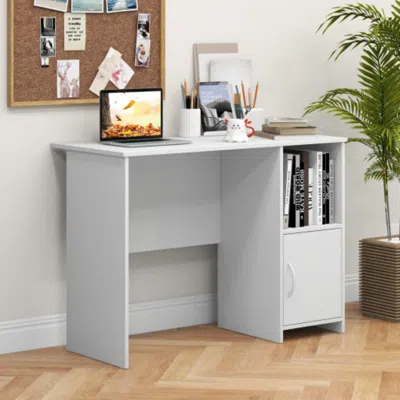 Hivvago Modern Computer Desk With Cabinet-white