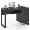 Hivvago Modern Computer Desk Writing Workstation With Cabinet And Drawer-black