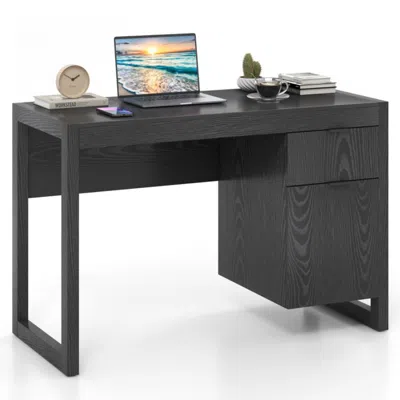 Hivvago Modern Computer Desk Writing Workstation With Cabinet And Drawer-black