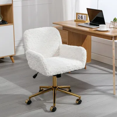 Hivvago Modern Contemporary Height Adjustable Office Swivel Chair With Gold Legs - Blue In White
