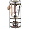 Hivvago Modern Corner Entryway Hall Tree Shoe Storage Bench Coat Rack In Black