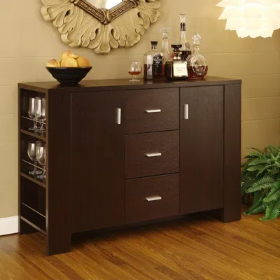 Hivvago Modern Dining Buffet Sideboard Server In Cappuccino Finish In Brown