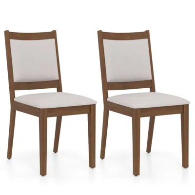 Hivvago Modern Dining Upholstered Kitchen Chair Set Of 2 With Padded Backrest-brown In White