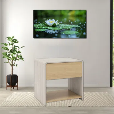 Hivvago Modern Double-layer Night Table Featuring Drawer And Display Shelf In Neutral