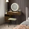 Hivvago Modern Dressing Table With Storage Cabinet-rustic Brown