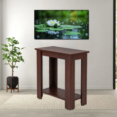 Hivvago Modern Dual-layer Side Table With Built-in Storage Shelf In Brown