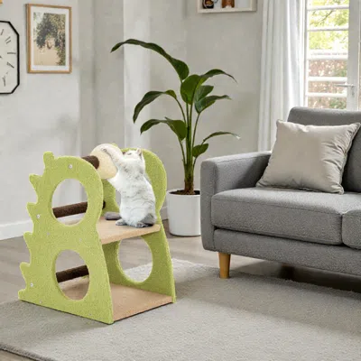 Hivvago Modern Dual-tier Cat Tree Featuring Rotating Sisal Play Ball In Multi