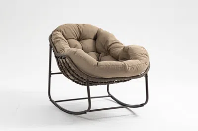 Hivvago Modern Egg Lounge Rocking Chair In Brown