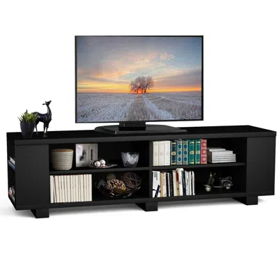 Hivvago Modern Entertainment Center In Black Wood Finish - Holds Up To 60-inch Tv