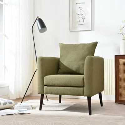 Hivvago Modern Fabric Barrel Chair With Solid Wood Legs