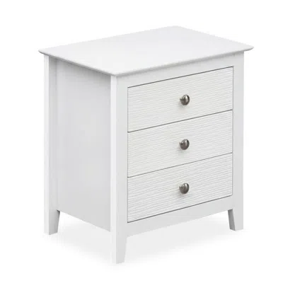 Hivvago Modern Farmhouse 3-drawer Nightstand With Wood Grain Accents And Sleek Knobs In White