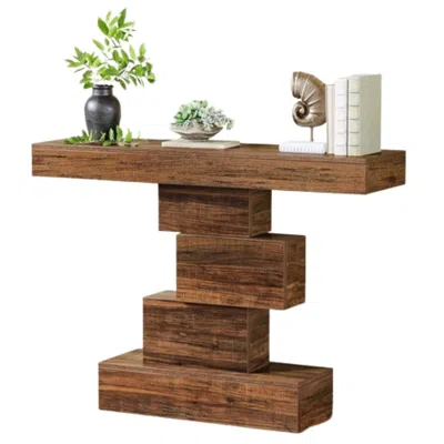 Hivvago Modern Farmhouse 42-inch Console Accent Sofa Table In Rustic Brown Wood Finish