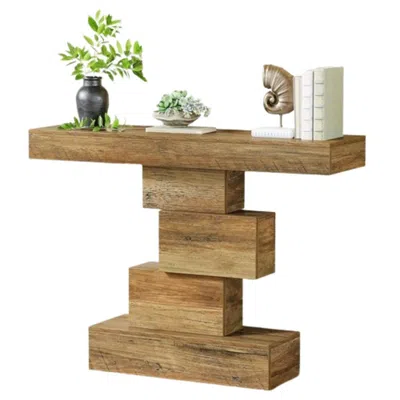 Hivvago Modern Farmhouse 42-inch Entryway Accent Sofa Table In Light Brown Wood Finish