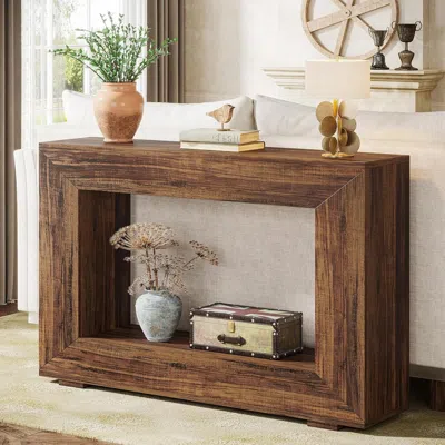 Hivvago Modern Farmhouse 47-inch Long Entryway Console Table In Rustic Brown Wood Finish