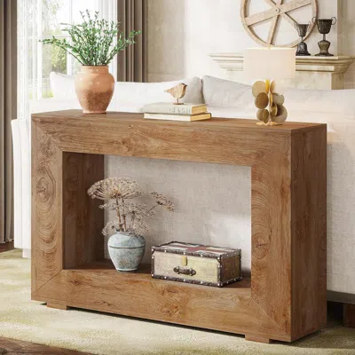HIVVAGO MODERN FARMHOUSE 47-INCH LONG ENTRYWAY OR SOFA TABLE IN BROWN WOOD FINISH